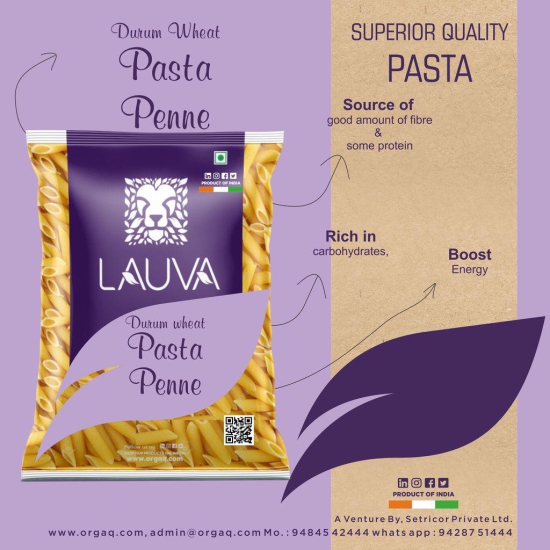 LAUVA Natural Durum Wheat Penne Pasta