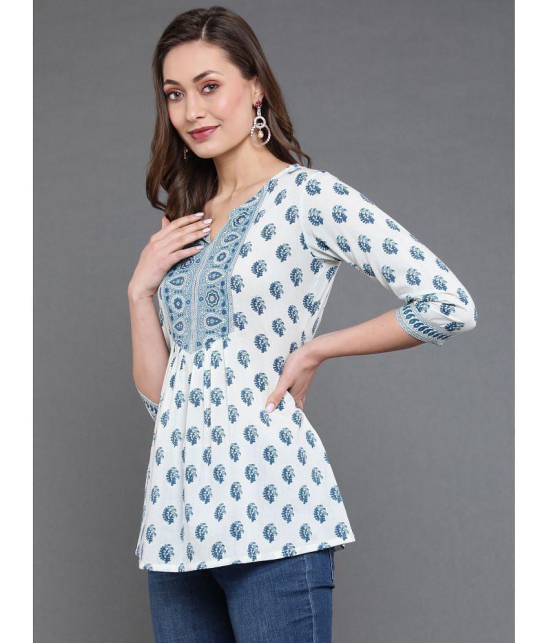 Antaran 100% Cotton Printed A-line Women's Kurti - White ( Pack of 1 ) - None