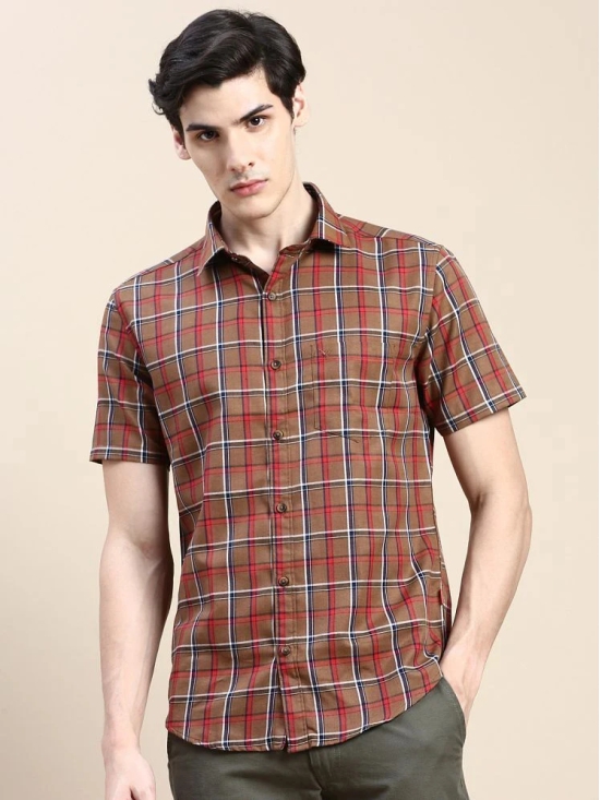 Showoff Cotton Blend Regular Fit Checks Half Sleeves Mens Casual Shirt - Brown ( Pack of 1 ) - None