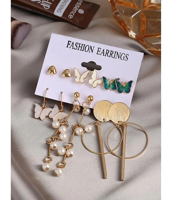 FASHION FRILL - Golden Stud Earrings ( Pack of 6 ) - Golden