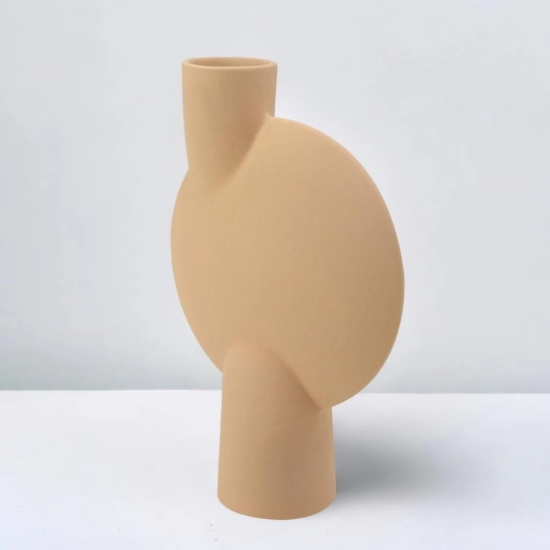 Aadeep Ceramic Handcrafted Modern Abstract Bubl Minimalist Aesthetic Flower Vase for Home Decor and Gifting Vases | Matte Finish | Decorative Flower Vase for Living Room - Beige