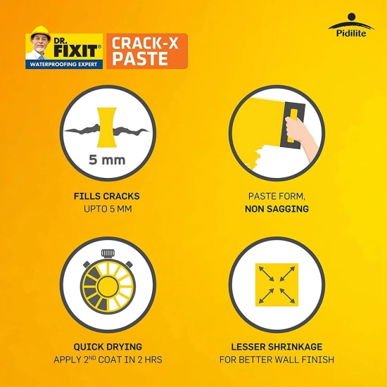 DR. FIXIT 201 Crack X Paste, Ready to use crack filler for internal &  external surface cracks on roofs, wall, Flexible Putty with excellent bonding  1Kg