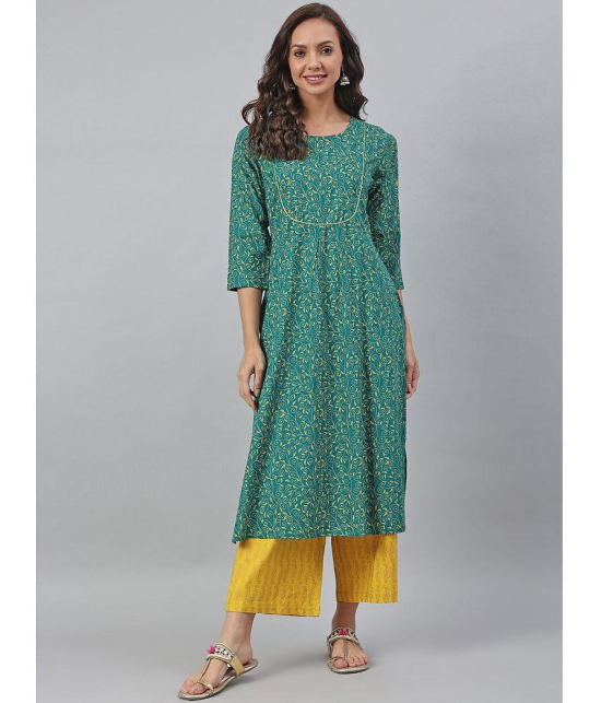 Janasya - Green Cotton Womens Straight Kurti ( Pack of 1 ) - None