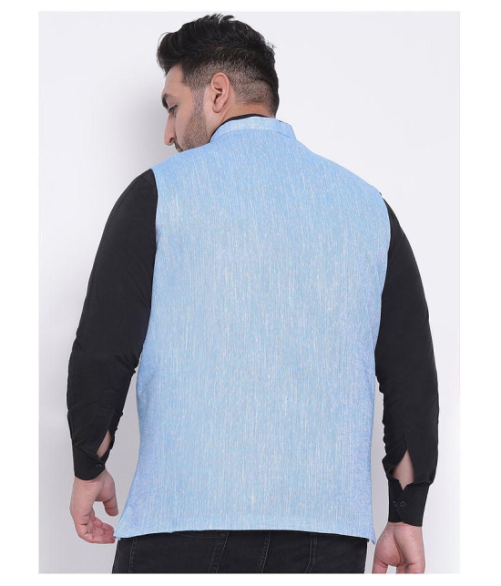 Hangup Blue Linen Nehru Jacket - None