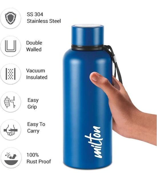 Milton Aura 750 Thermosteel Bottle, 750 ml, Dark Blue | 24 Hours Hot and Cold | Easy to Carry | Rust & Leak Proof | Tea | Coffee | Office| Gym | Home | Kitchen | Hiking | Trekking | Travel B