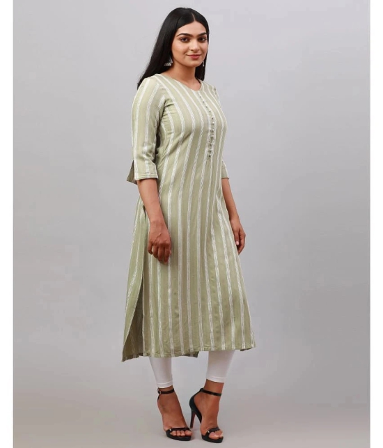 Alena Rayon Striped Asymmetrical Womens Kurti - Green ( Pack of 1 ) - None