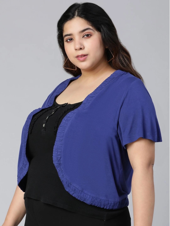 Oxolloxo Plus Size Blue Shrug