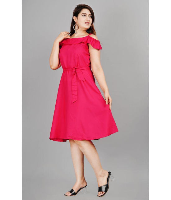 Smien - Pink Rayon Women's Skater Dress ( Pack of 1 ) - None