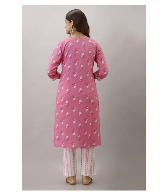 FABRR - Pink Straight Cotton Women's Stitched Salwar Suit ( Pack of 1 ) - XXL