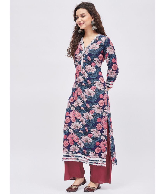 Tissu - Blue Straight Rayon Women''s Stitched Salwar Suit ( Pack of 1 ) - None