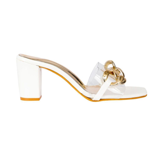 STYLZINDIA Block and Fancy heel for womens - White