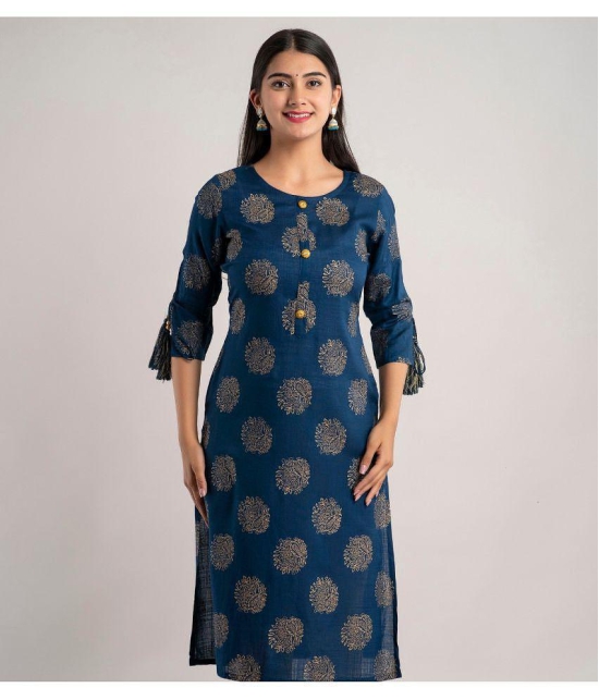 MAUKA - Blue Rayon Womens Straight Kurti ( Pack of 1 ) - None