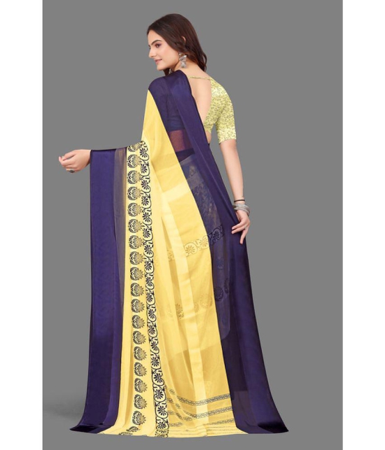 Sitanjali - Yellow Georgette Saree With Blouse Piece ( Pack of 1 ) - Yellow