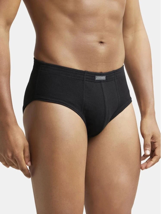 Jockey 1009 Men Super Combed Cotton Rib Solid Brief - Black (Pack of 2) - None