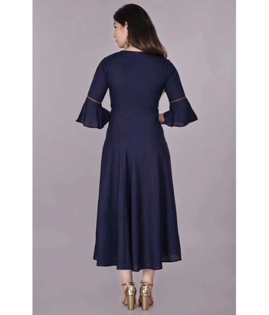 Smien - Navy Rayon Womens Anarkali Kurti ( Pack of 1 ) - None