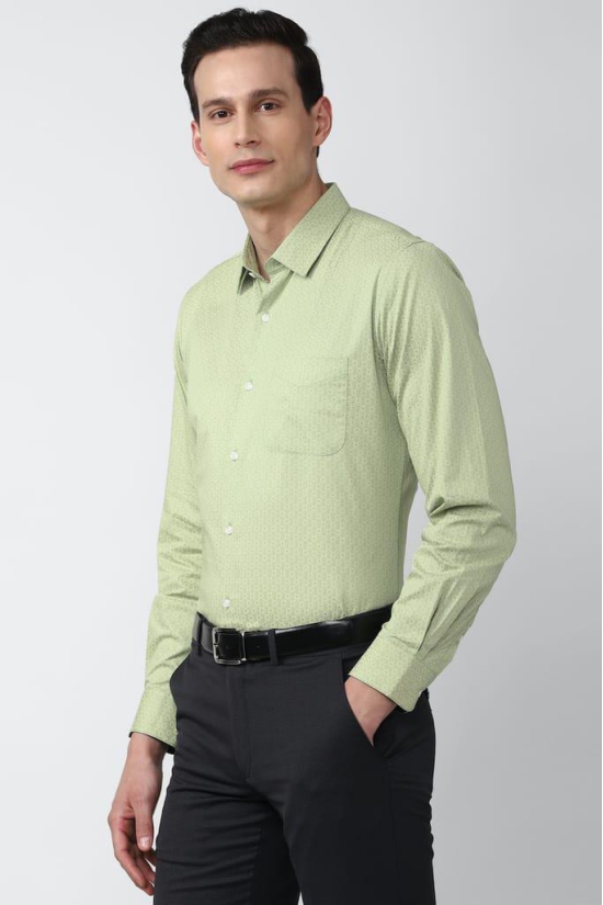 Men Green Slim Fit Formal Full Sleeves Formal Shirt