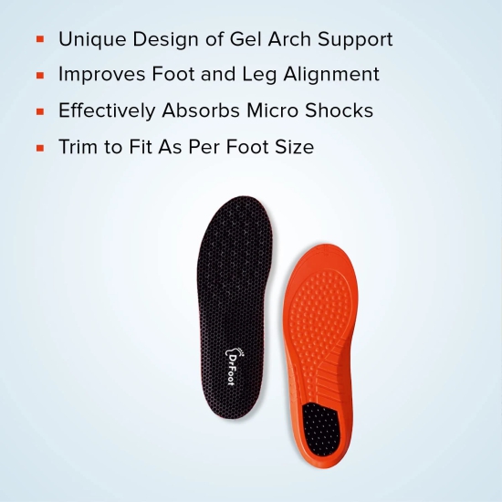 Dr Foot Arch Support Gel Insole Pair for Flat Feet, High Arch Pain, Full-Length Orthotics, Men & Women, Large Size, Pack of 5-Dr Foot Arch Support Gel Insole Pair | All-Day Comfort | Flat Feet, H