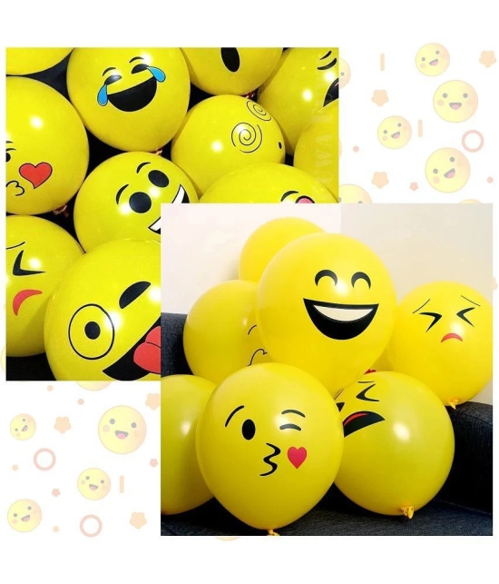 Zyozi ® Yellow Smiley Emoji Balloons | Birthday Decorations Balloons | Smiley Theme Party Decorations Balloons | Kids Birthday Decorations Balloons | Face Expression Balloons (PACK OF 26) - 