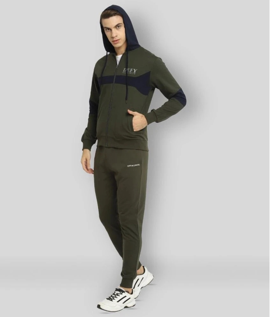 OFF LIMITS - Olive Cotton Blend Regular Fit Solid Mens Sports Tracksuit ( Pack of 1 ) - XXL