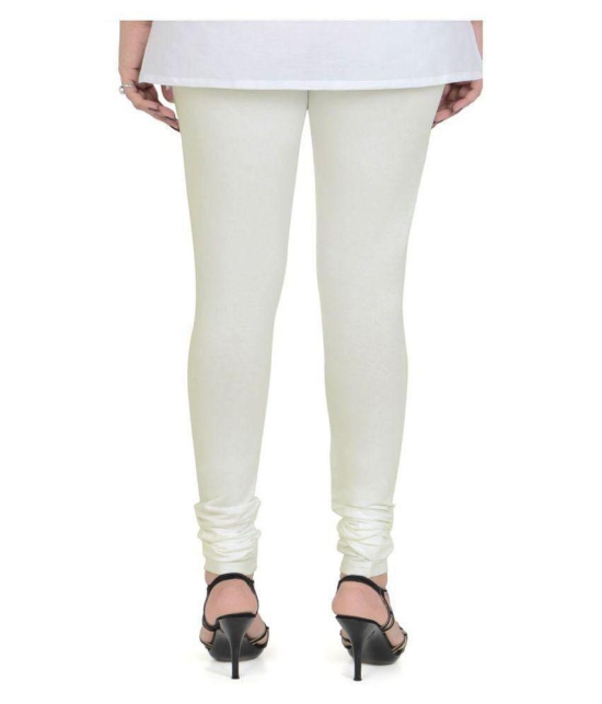 Vami White Cotton Lycra Leggings - Free Size