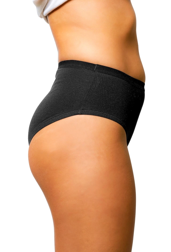 Sona Comfortable 1600 Cotton Plain Outer Elastic Hipster Plus Size Black Panties-M / Black