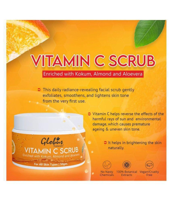 Globus Naturals Vitamin-C Brightening Facial Scrub 50 gm Pack of 3