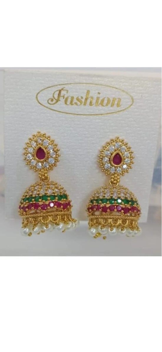 Gold Plated Kundan and Pearl Jhumka Earrings