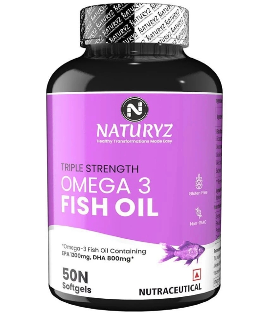 NATURYZ Triple Strength Omega 3 Fish Oil 2500 Mg with Highest EPA 1200mg, DHA 800mg - 50 Softgels