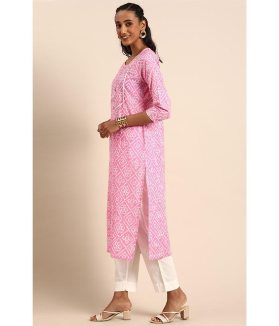 Rajnandini - Pink 100% Cotton Women's Straight Kurti ( Pack of 1 ) - None