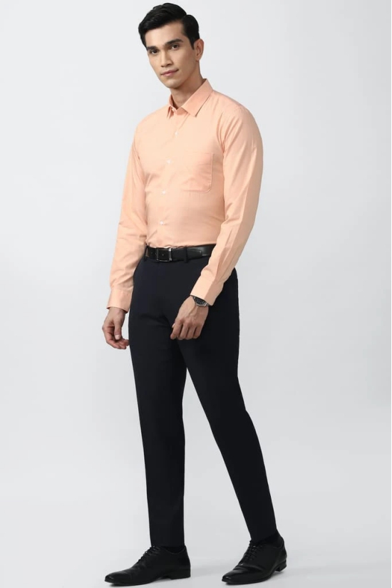 Men Peach Slim Fit Formal Full Sleeves Formal Shirt