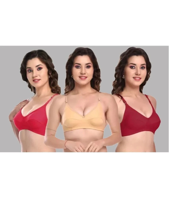 Kiran Enterprises - Multicolor Cotton Blend Non Padded Womens Everyday Bra ( Pack of 3 ) - None