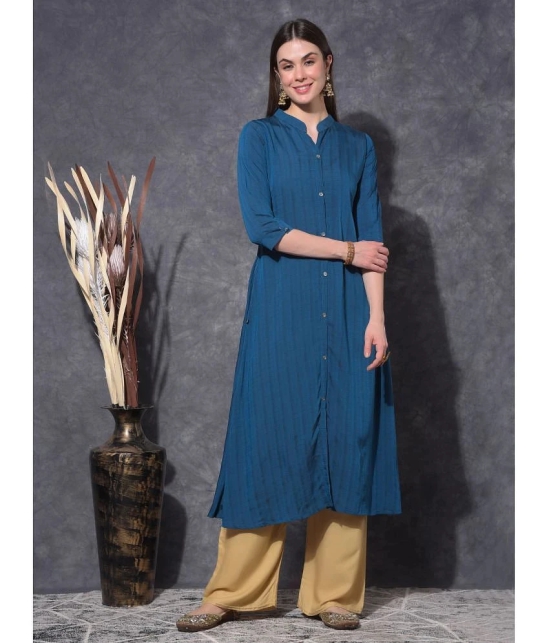 Mamoose Viscose Solid Straight Womens Kurti - Blue ( Pack of 1 ) - None