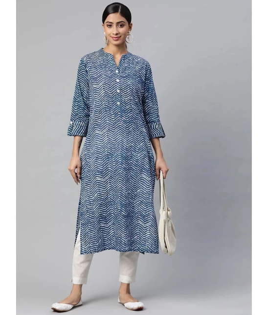 SVARCHI - Blue Cotton Womens Straight Kurti ( Pack of 1 ) - None