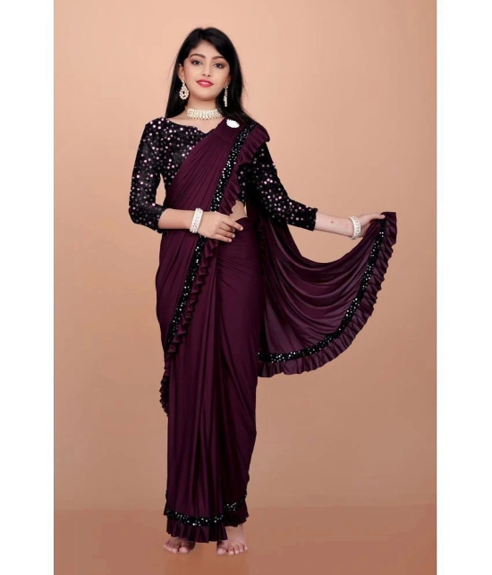 Apnisha - Purple Lycra Girls Saree ( Pack of 1 ) - None