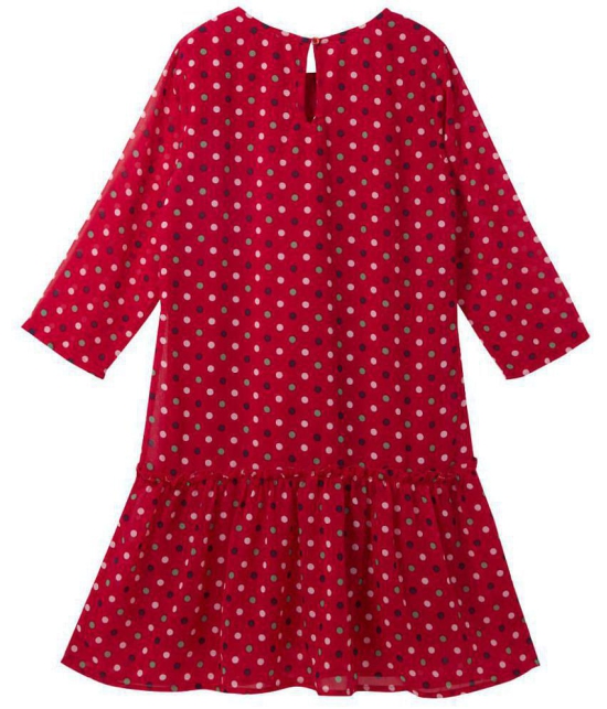 Cub McPaws Girls Midi-Knee Length Casual Dress (Red, Full Sleeve) - None