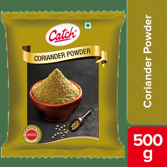 Catch Coriander/Dhaniya Powder - Exotic, Pure Spices, For Cooking, 500 G Pouch