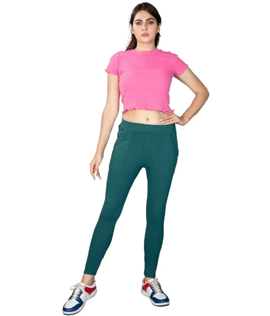 KARARO JEGGINGS - Cotton Blend Skinny Fit Mint Green Womens Jeggings ( Pack of 2 ) - None