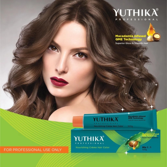 Yuthika Professional Creme Hair Color 1.0 Black 100g Permanent Hair Colour for Women & Men, Professional Salon Hair Color