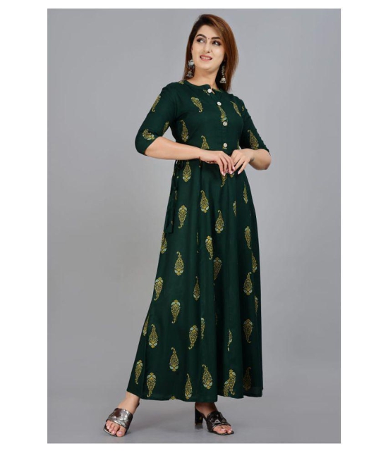 SIPET - Green Rayon Women's Flared Kurti - M