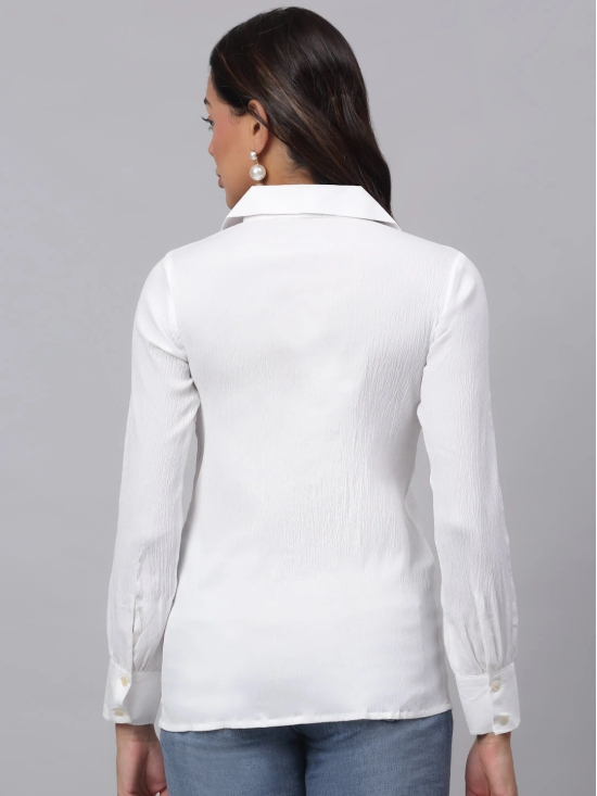 Women White Solid Shirt-M / White