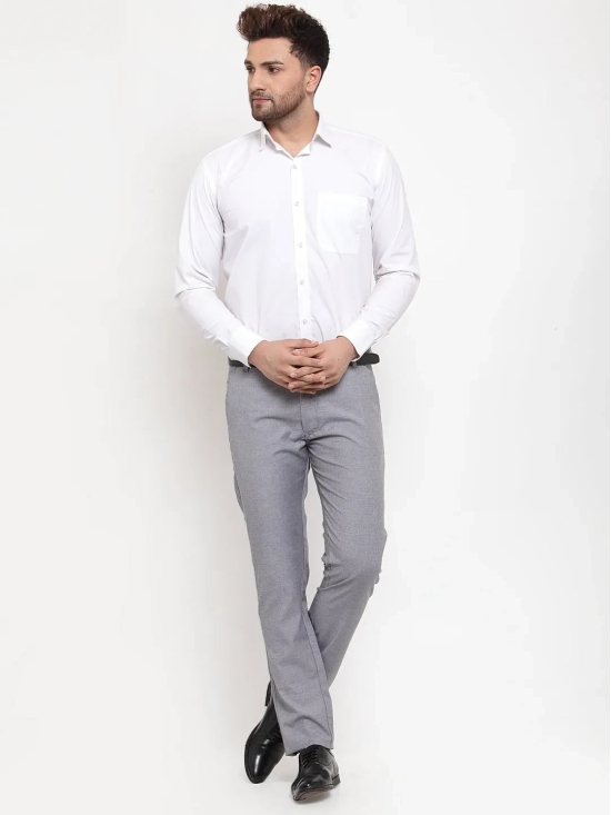 Indian Needle Men's Grey Cotton Solid Formal Trousers-30 / Grey