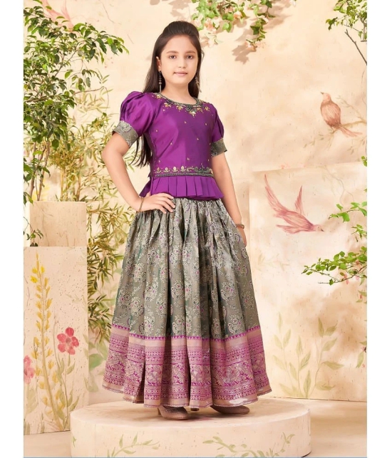 Aarika Purple Silk Girls Lehenga Skirt ( Pack of 1 ) - None