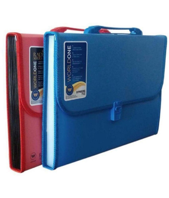 RAVARIYA GRAPHICS Expanding File 13 Pockets SET OF 2 RED/BLUE / Multicoloured