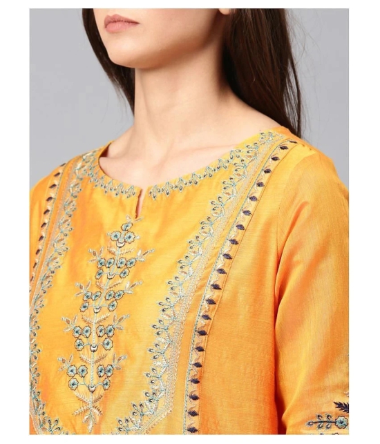 Alena - Yellow Chanderi Womens Flared Kurti - S