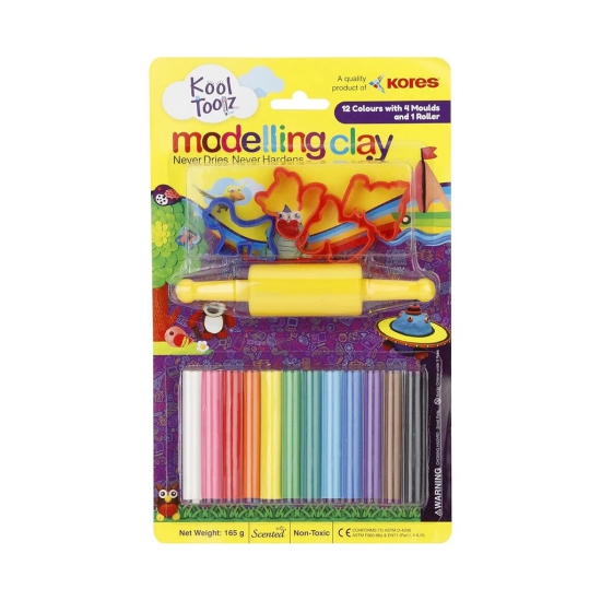 Buy 1 Get 1 Free! 12 Colors Air Dry Clay Set for Kids, Modeling Clay Kit with 4 Molds and 1 Roller, Non-Toxic, Never Dries or Hardens