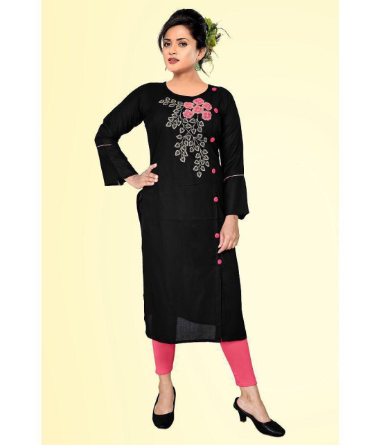 haya fashion - Black Rayon Women's Straight Kurti ( Pack of 1 ) - None