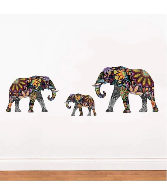 Asmi Collection Beautiful Elephants Family Wall Sticker ( 90 x 160 cms )