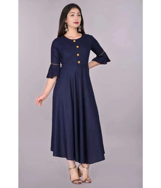 Smien - Navy Rayon Womens Anarkali Kurti ( Pack of 1 ) - None