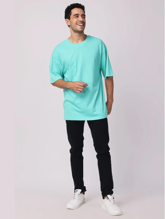 Sky Blue Plain Oversized Drop Shoulder T-Shirt-M / Sky Blue