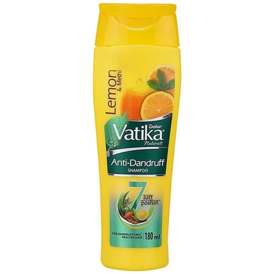 Dabur Vatika Lemon Anti-Dandruff Shampoo, Reduces Dandruff From 1St Wash, 180Ml